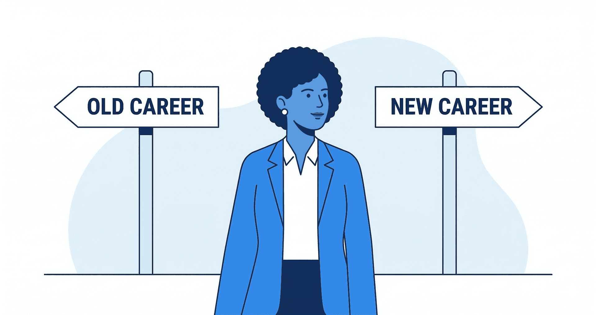 Professional standing at career crossroads deciding on career change resume path