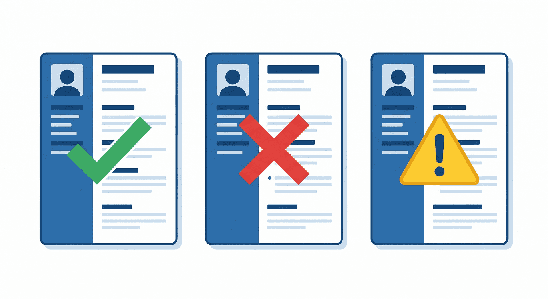 Three resume formats compared for ATS — chronological passes,  functional fails, combination moderate