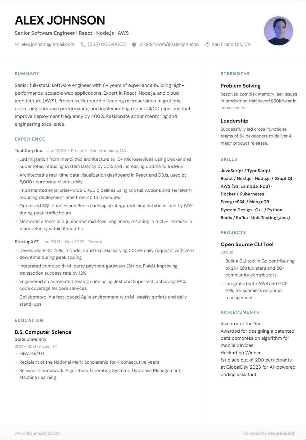 Classic Sidebar resume template preview
