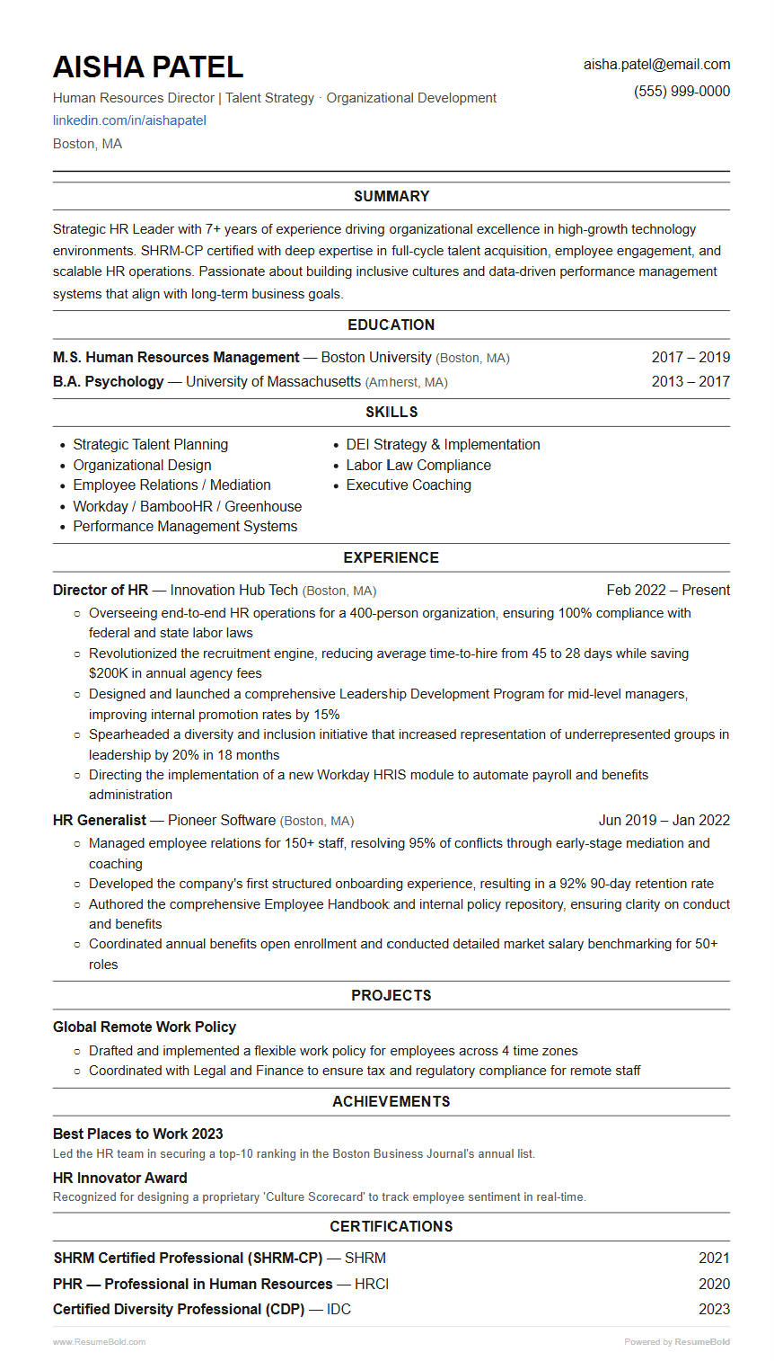 Minimal resume template preview
