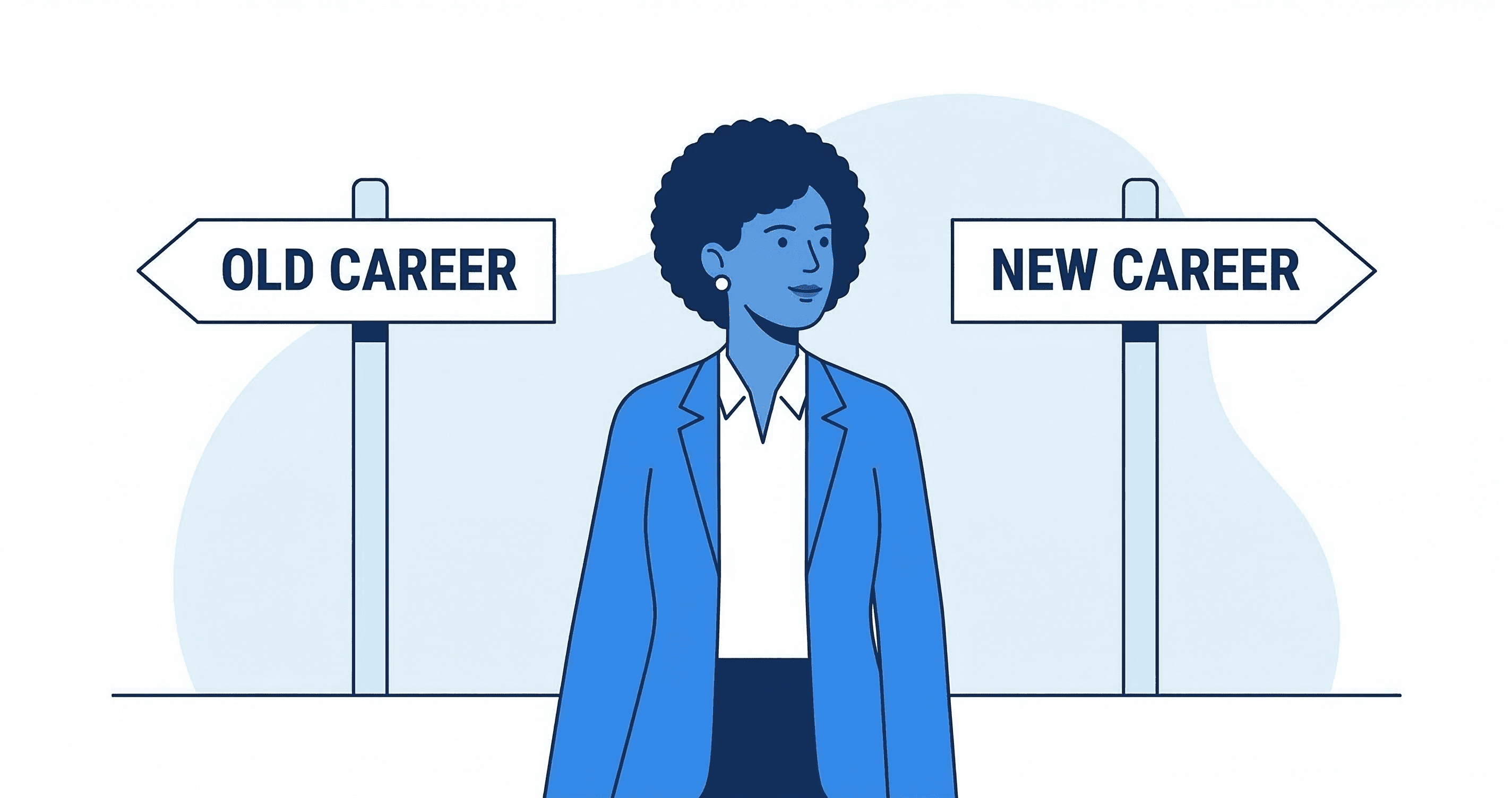 Professional standing at career crossroads deciding on career change resume path