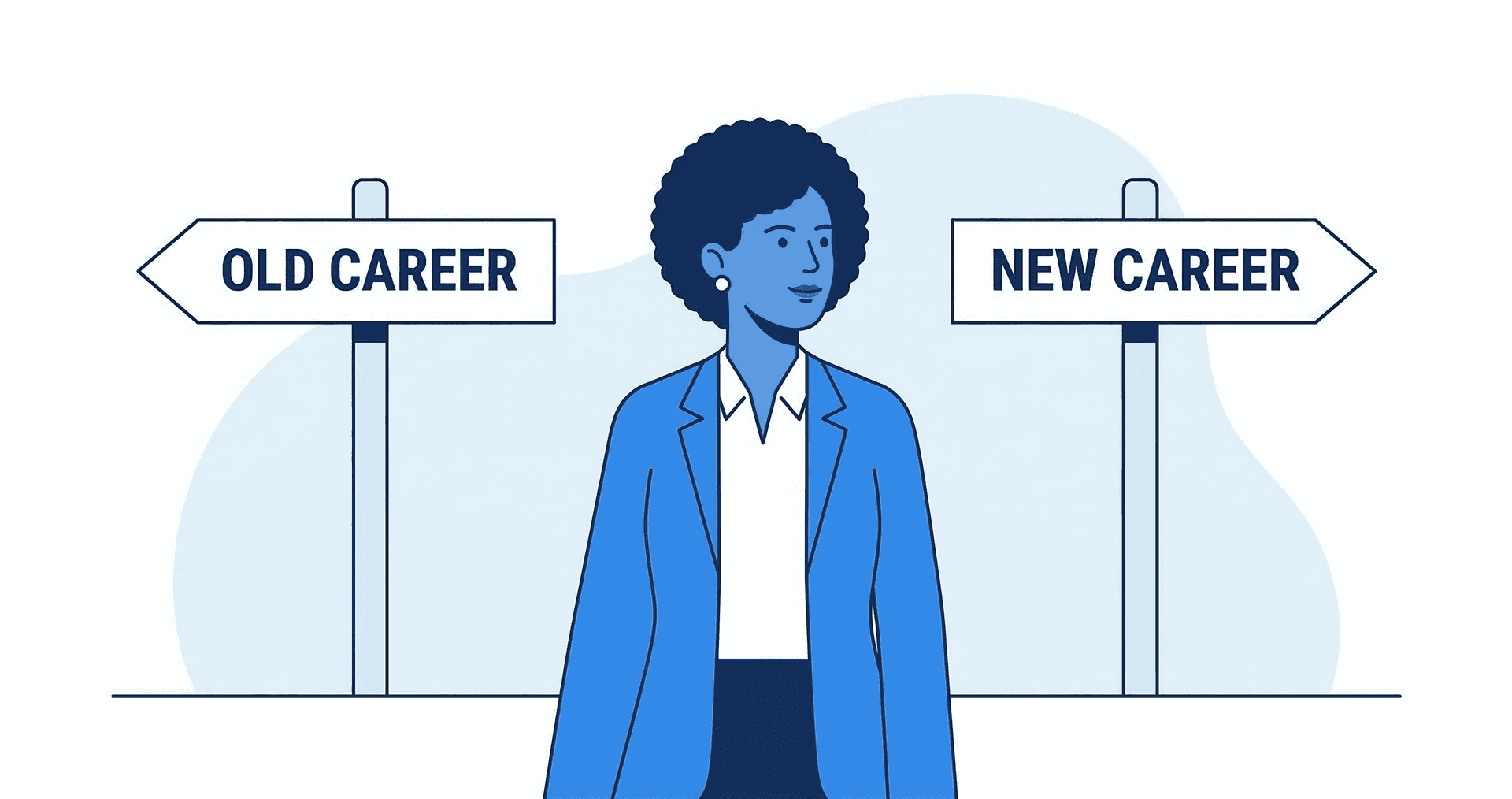Professional standing at career crossroads deciding on career change resume path
