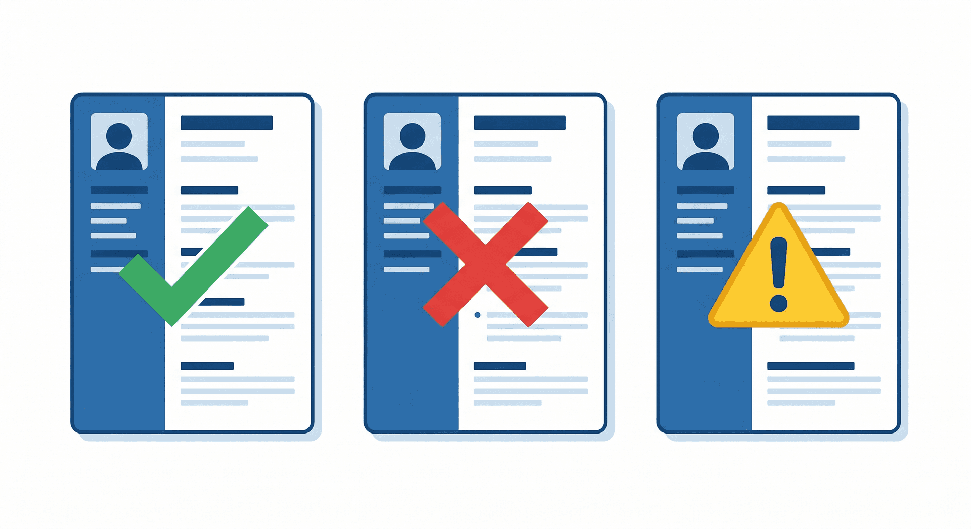 Three resume formats compared for ATS — chronological passes, functional fails, combination moderate