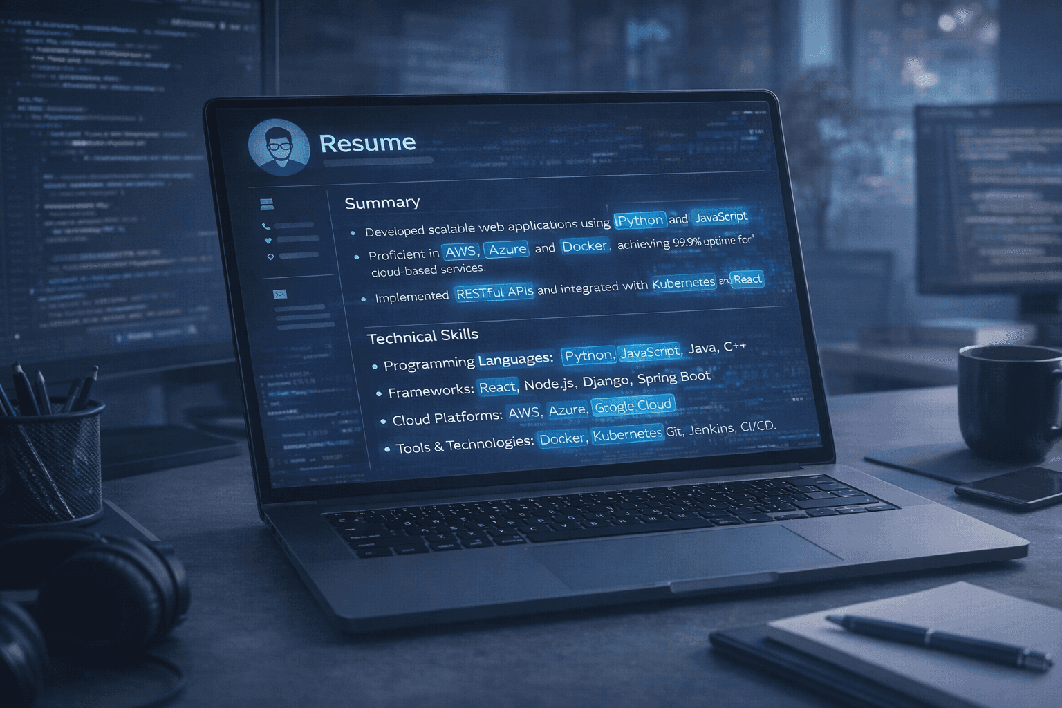 Software engineer resume with ATS keywords highlighted showing must-have terms for tech roles in 2026