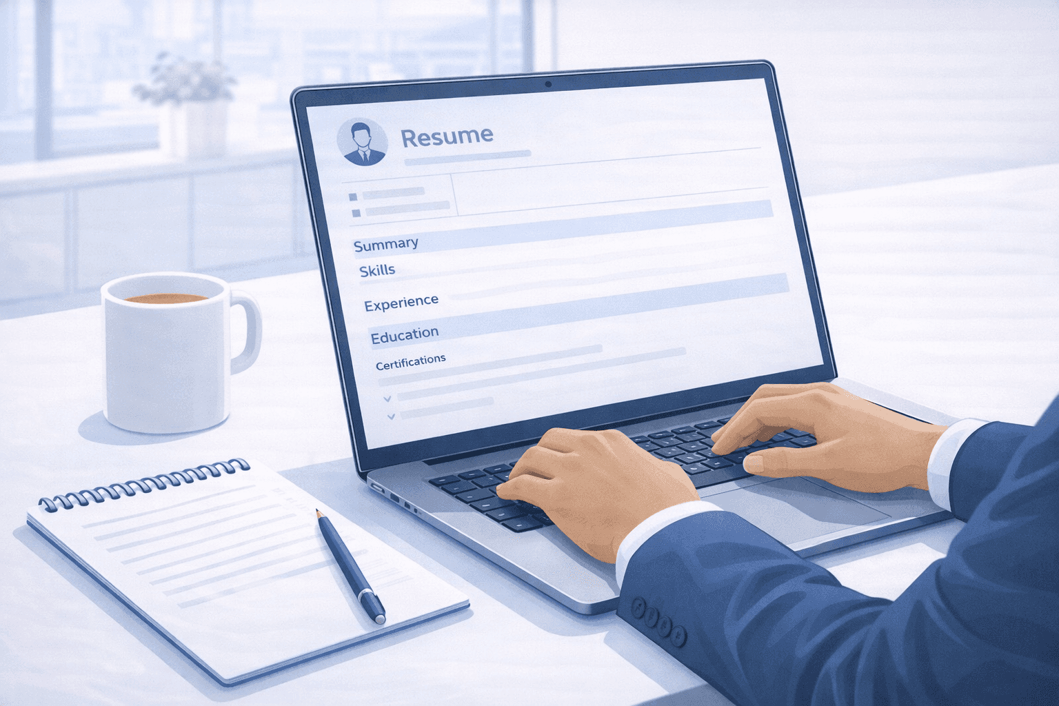 Person writing a resume in 2026 following a step-by-step guide to create an ATS-optimised document that gets interviews