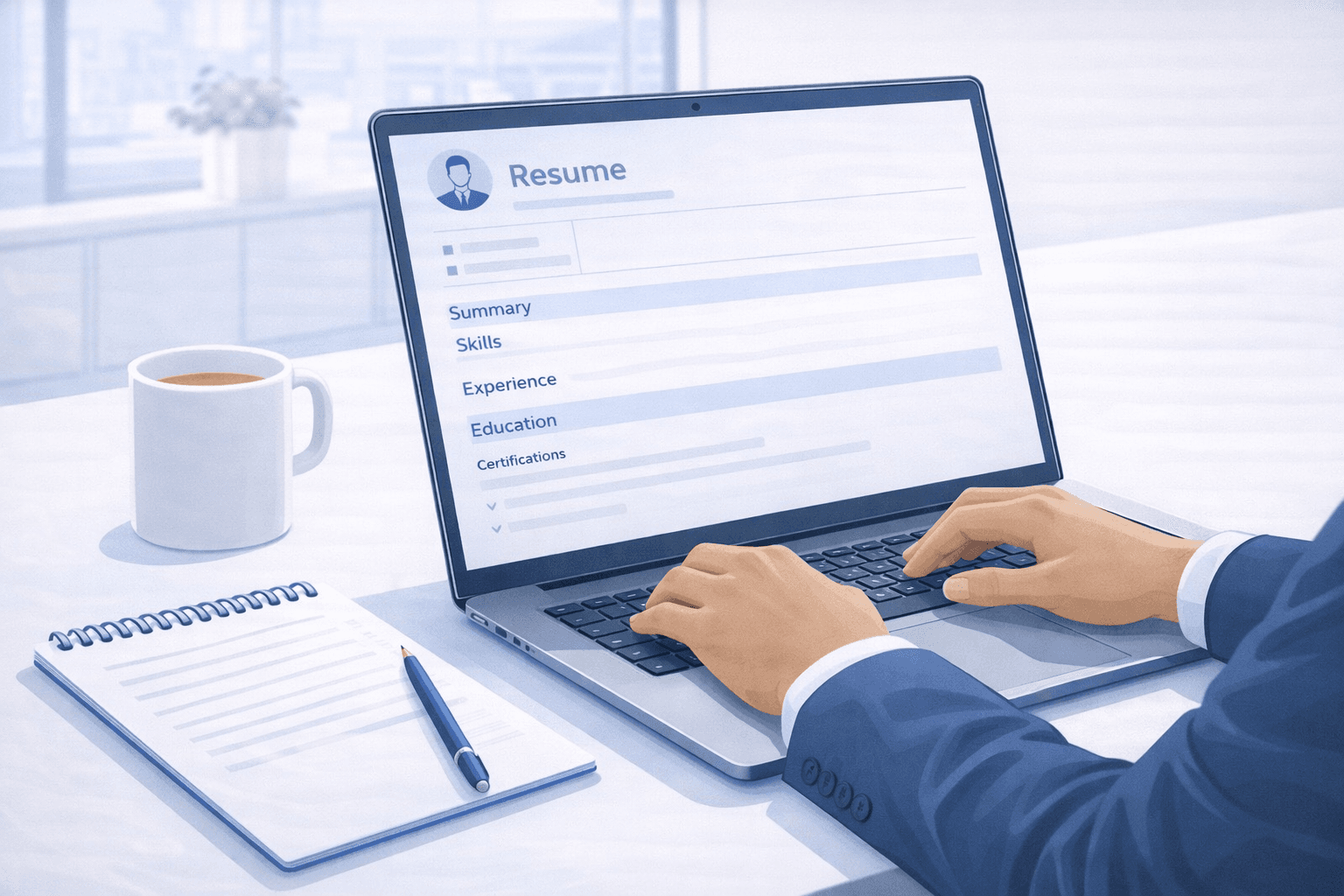 Person writing a resume in 2026 following a step-by-step guide to create an ATS-optimised document that gets interviews